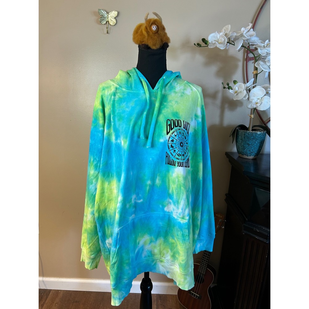 Torrid Green Blue Tie Dye Zodiac Follow Your Dreams Hoodie Sweatshirt 5 5X 28